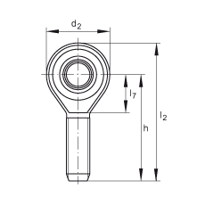 桿端軸承 GAKSR8-PS, 根據 DIN ISO 12 240-4 標準，特種鋼材料，帶右旋外螺紋，免維護
