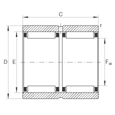 滾針軸承 RNAO20X28X26-ZW-ASR1, 無(wú)擋邊，雙列