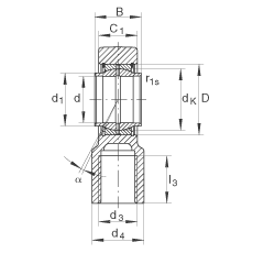 液壓桿端軸承 GIHNRK70-LO, 根據(jù) DIN ISO 12 240-4 標(biāo)準(zhǔn)，帶右旋螺紋夾緊裝置，需維護(hù)