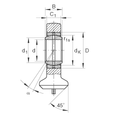 液壓桿端軸承 GK20-DO, 根據(jù) DIN ISO 12 240 標(biāo)準(zhǔn)，帶焊接面，需維護(hù)
