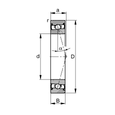 主軸軸承 HSS71906-C-T-P4S, 調節，成對安裝，接觸角 α = 15°，兩側唇密封，非接觸，加嚴公差