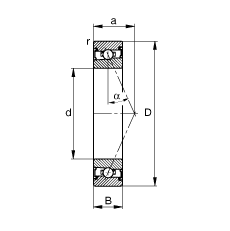 主軸軸承 HSS71918-E-T-P4S, 調(diào)節(jié)，成對(duì)安裝，接觸角 α = 25°，兩側(cè)唇密封，非接觸，限制公差