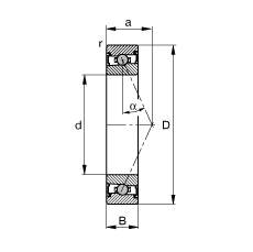 主軸軸承 HCS71905-E-T-P4S, 調節，成對或單元安裝，接觸角 α = 25°，兩側唇密封，非接觸，限制公差