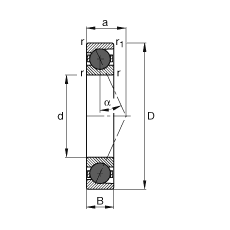 主軸軸承 HCB7207-E-T-P4S, 調節(jié)，成對或單元安裝，接觸角 α = 25°，陶瓷球，限制公差