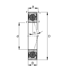 主軸軸承 HCB7005-C-2RSD-T-P4S, 調節，成對或單元安裝，接觸角 α = 15°，陶瓷球，兩側唇密封，非接觸，限制公差