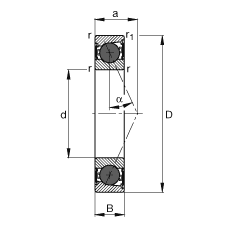 主軸軸承 HCB71900-E-2RSD-T-P4S, 調節，成對或單元安裝，接觸角 α = 25°，陶瓷球，兩側唇密封，非接觸，限制公差