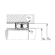 主軸軸承 B7200-C-2RSD-T-P4S, 調(diào)節(jié)，成對安裝，接觸角 α = 15°，兩側(cè)唇密封，非接觸，加嚴公差